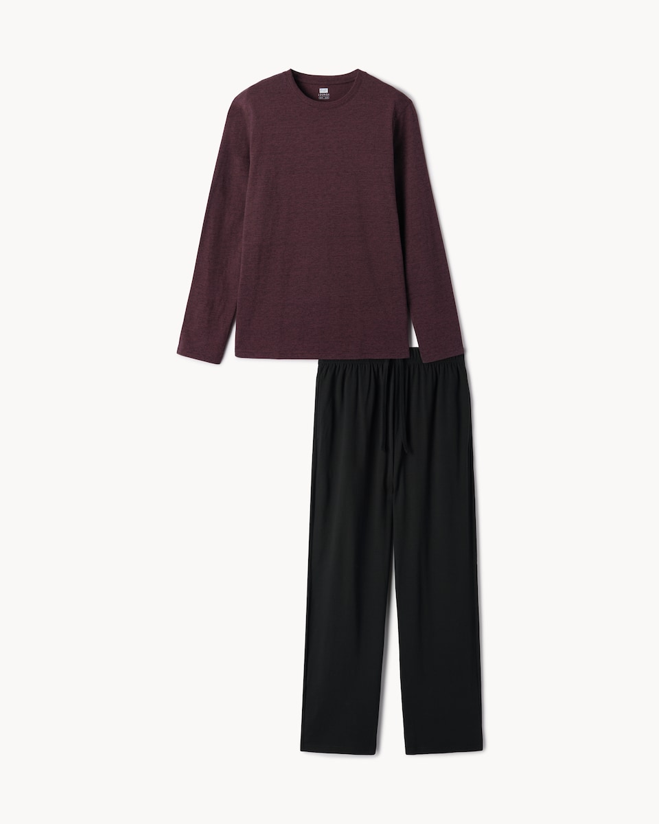 image 1 of F&F Pure Cotton Striped Pyjama Set in Purple