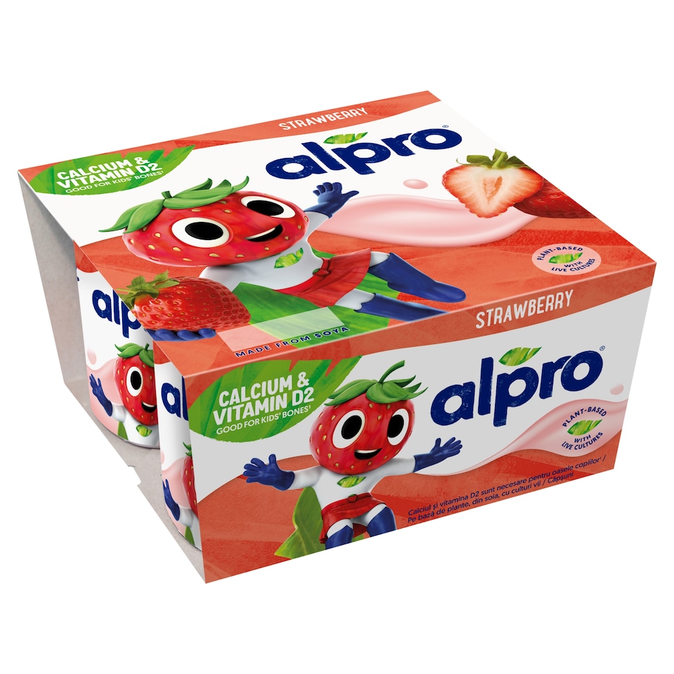 Alpro fermentált szójakészítmény eperrel, hozzáadott kalciummal jóddal vitaminnal 4 x 115 g (460 g)