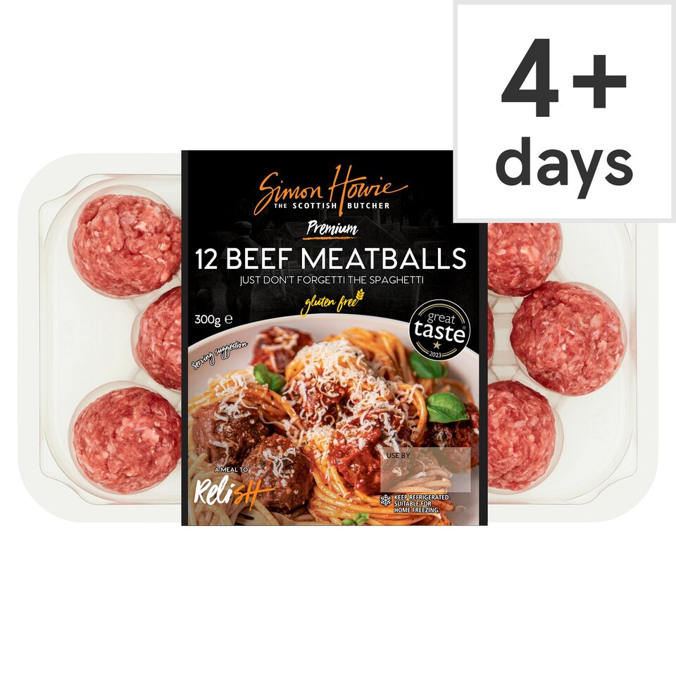 Simon Howie 12 Premium Beef Meatballs 300g Tesco Groceries