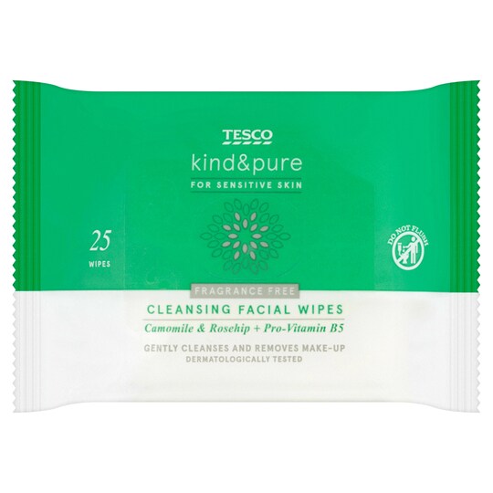 Tesco Kind And Pure Sensitive Facial Wipes 25 Pack Tesco Groceries