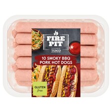 Tesco Fire Pit 10 Smoky BBQ Pork hot dogs 600g