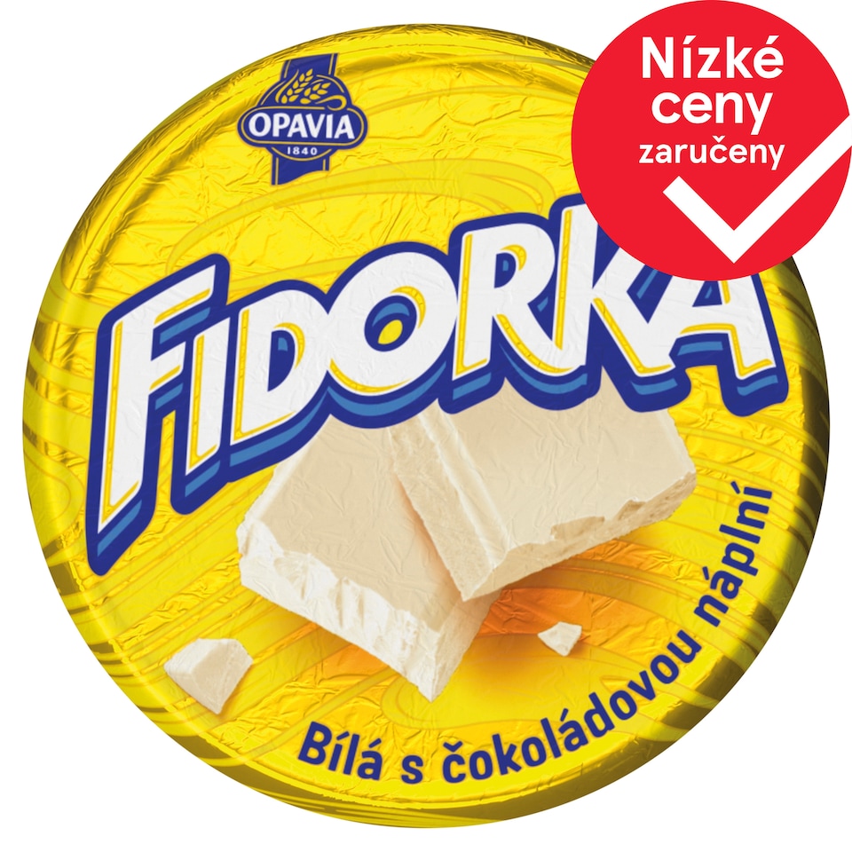 Opavia Fidorka Bílá s čokoládovou náplní žlutá 30g