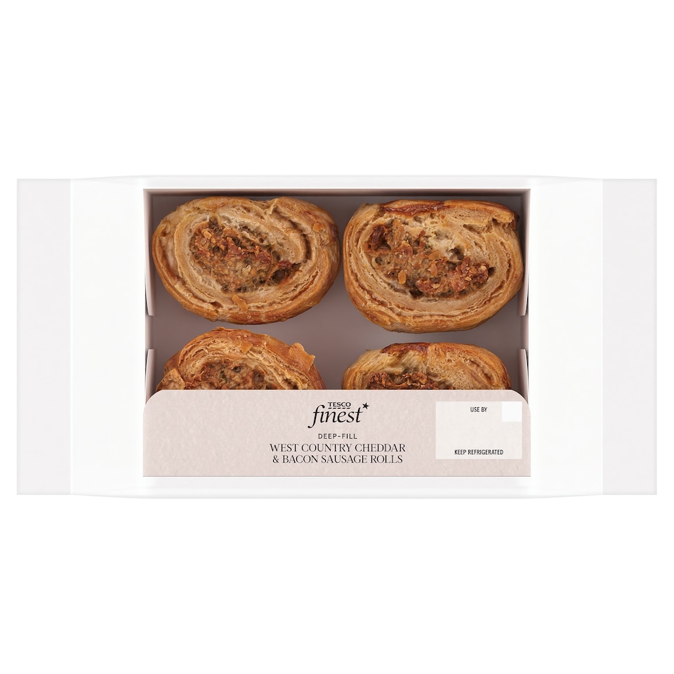 Tesco Finest  Deep-Fill West Country Cheddar & Bacon Sausage Rolls 180g