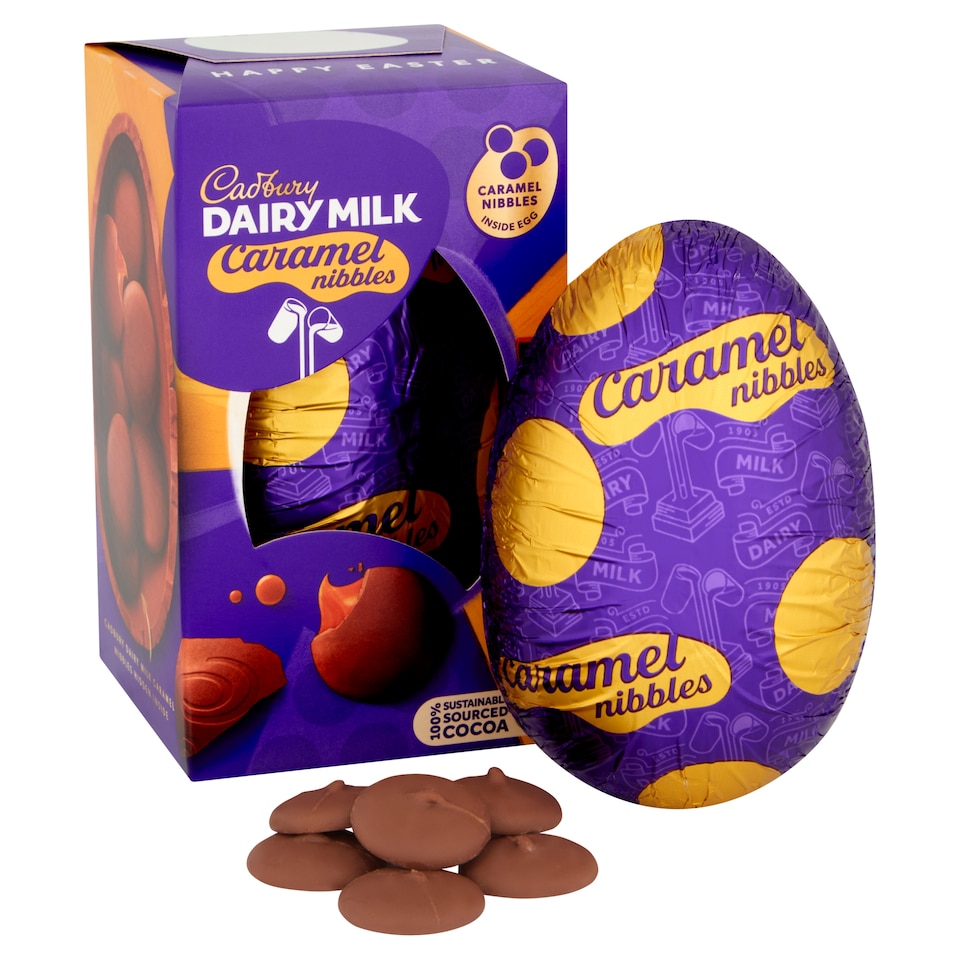 image 1 of Cadbury Dairy Milk Caramel Nibbles Chocolate Easter Egg 96g