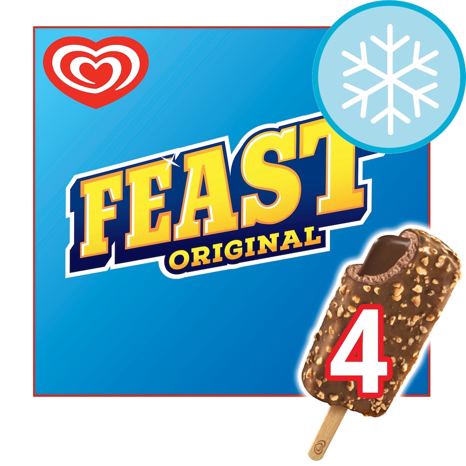 image 1 of Wall's Feast Chocolate Ice Cream Sticks 4x90ml