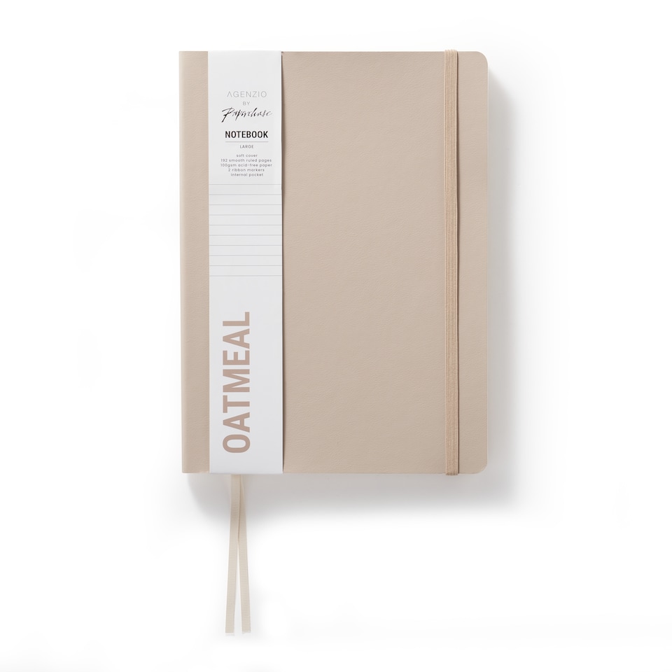 image 1 of Paperchase Agenzio Large Oatmeal Ruled Notebook