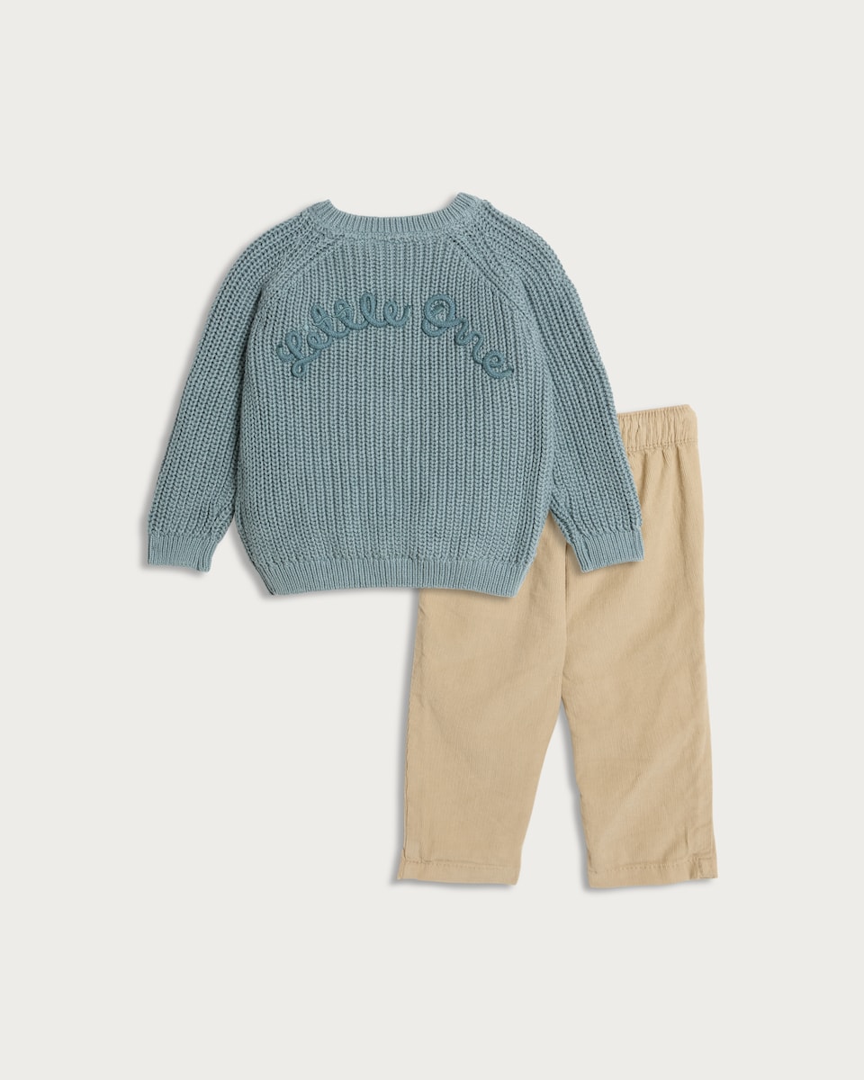 image 1 of Peter Rabbit 2-Piece Pure Cotton Jumper and Trousers Set in Grey