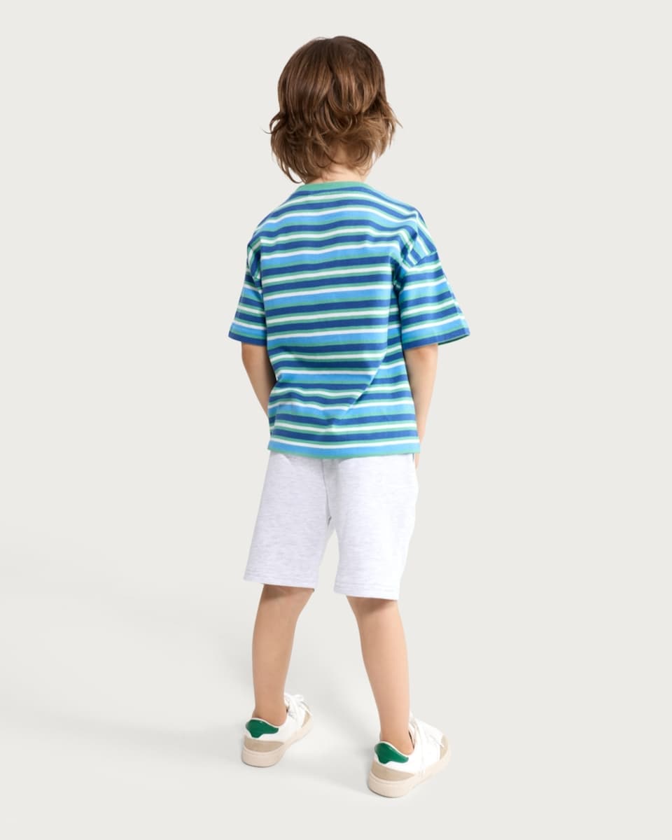 image 1 of F&F Boys Cotton Rich Drawstring Shorts in Grey Marl