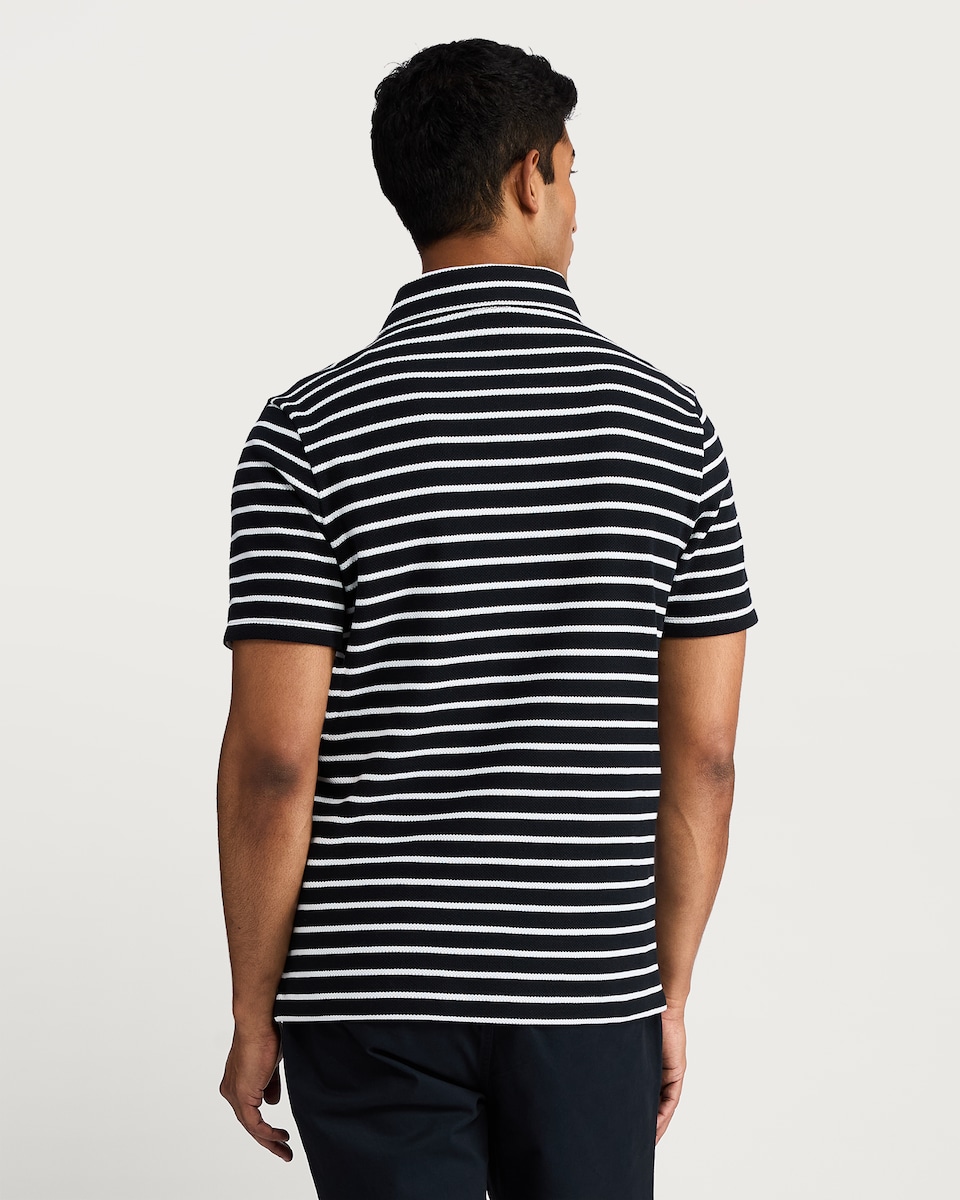 image 1 of The F&F Edit Striped Polo Shirt in Navy