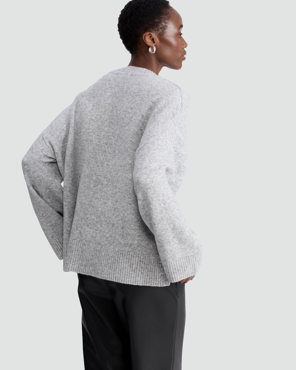 image 1 of F&F Knitted Slouchy Jumper with Wool in Grey