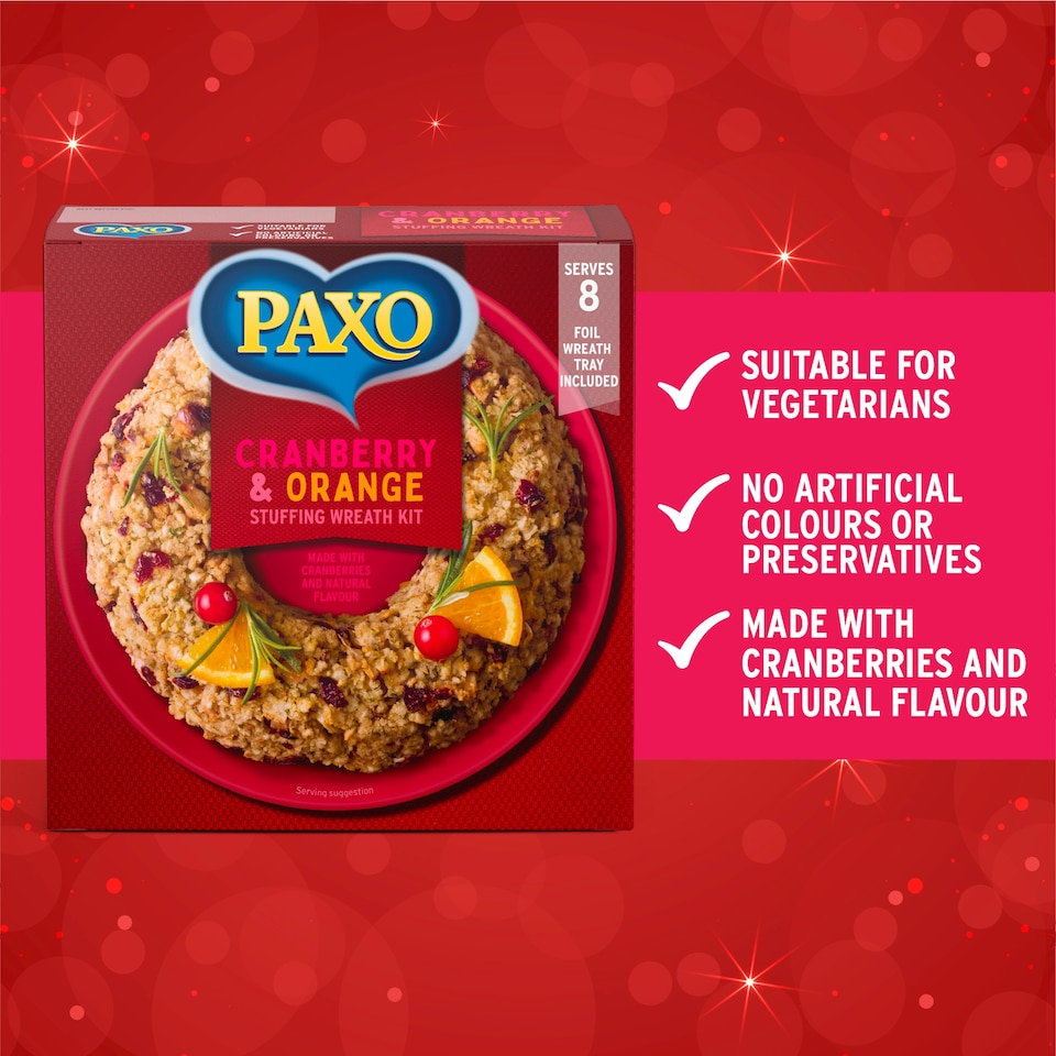 image 1 of Paxo Cranberry & Orange Stuffing Wreath Kit 150G