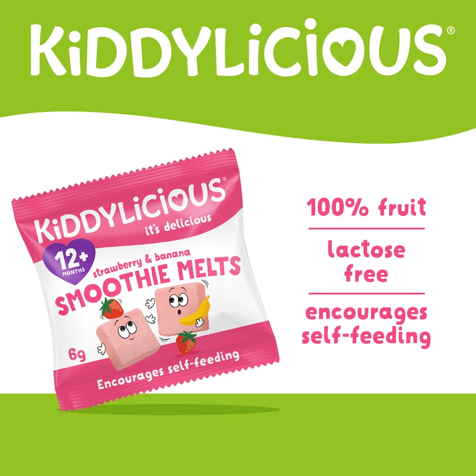 image 1 of Kiddylicious Strawberry & Banana Melt 12M+4Pk 24G