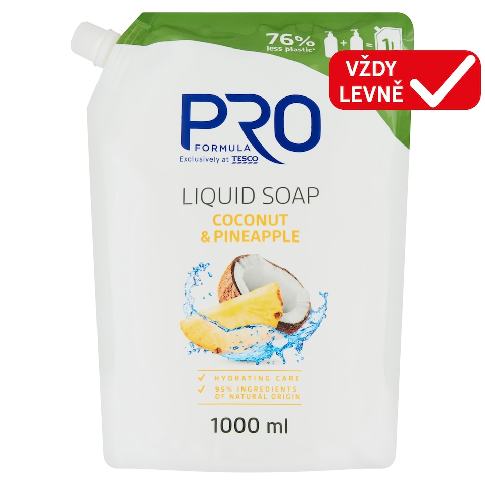 Tesco Pro Formula Tekuté mýdlo s vůní kokosu a ananasu 1000ml