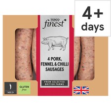 Tesco Finest 4 Pork, Fennel & Chilli Sausages 440g