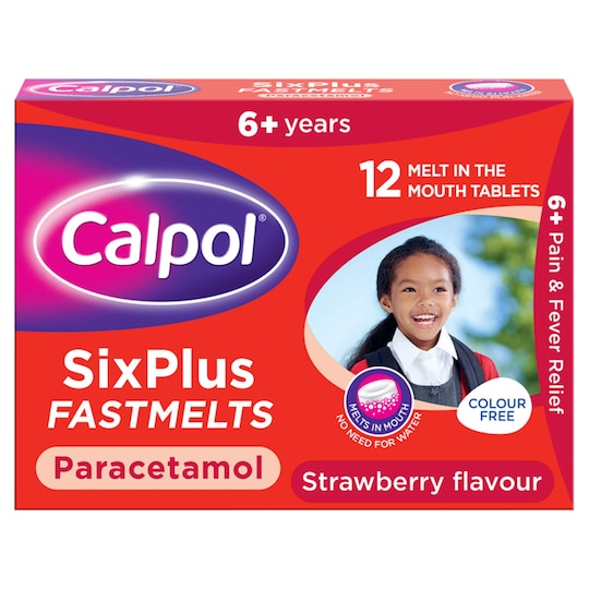 Calpol 6+ Fast Melts Strawberry 12 Tablets Tesco Groceries