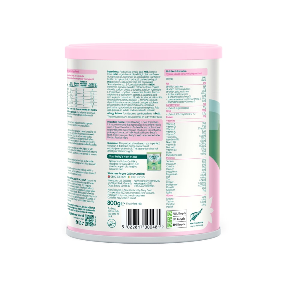 image 1 of Nannycare Goat Stage 1 First Infant Milk 800g