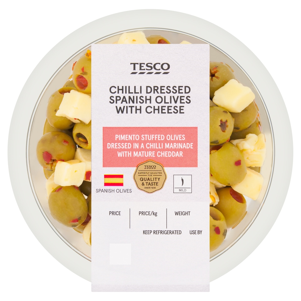 Tesco Chilli Spanish Olives With Cheese 160G