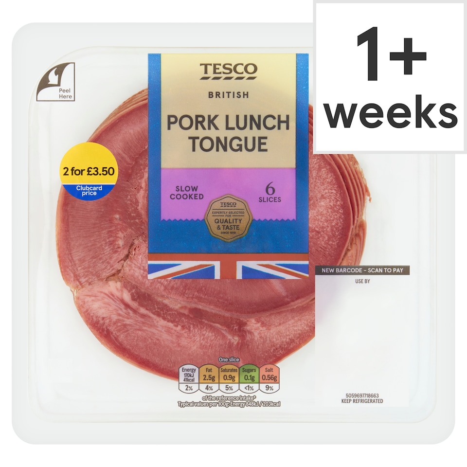 Tesco British Pork Lunch Tongue Slices 120g