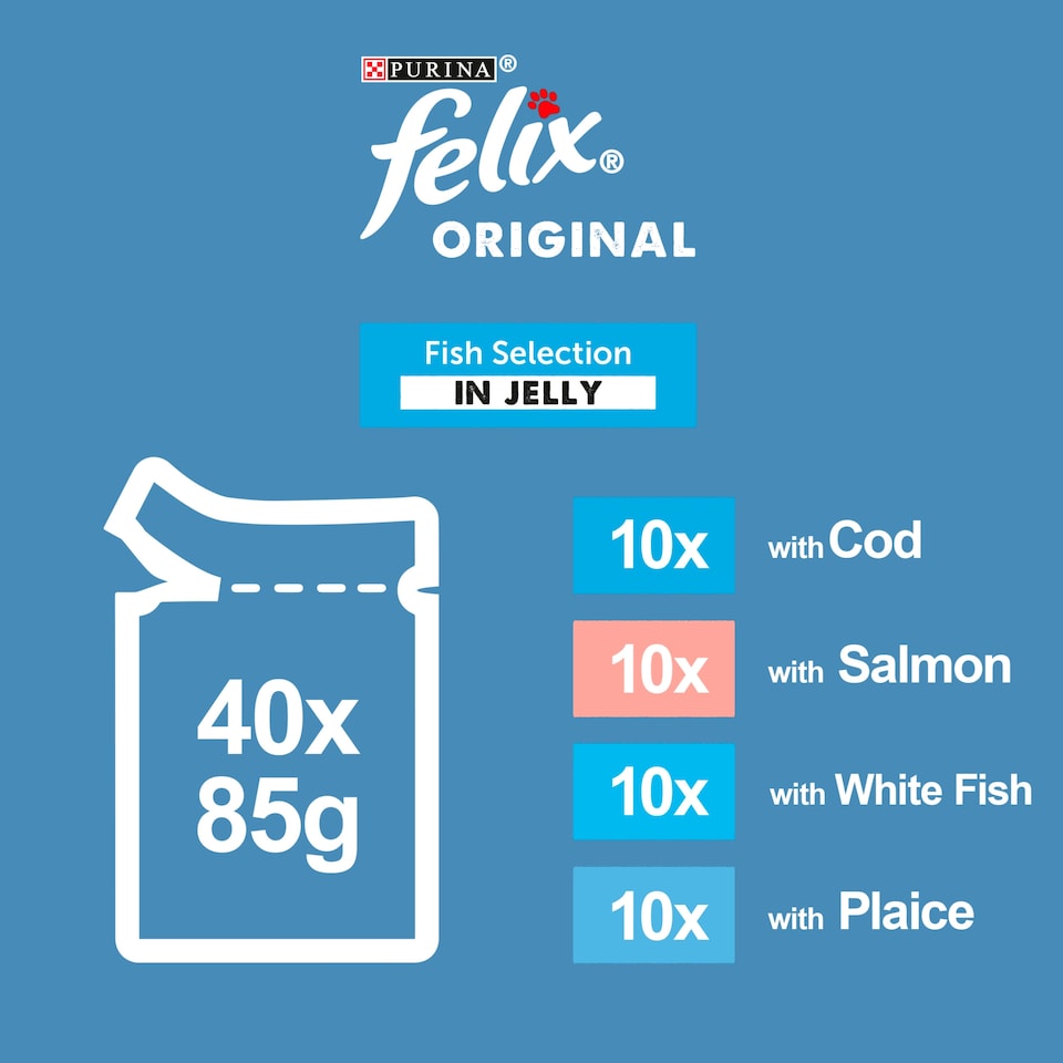 image 1 of FELIX Original Fish Selection in Jelly Wet Cat Food 40x85g