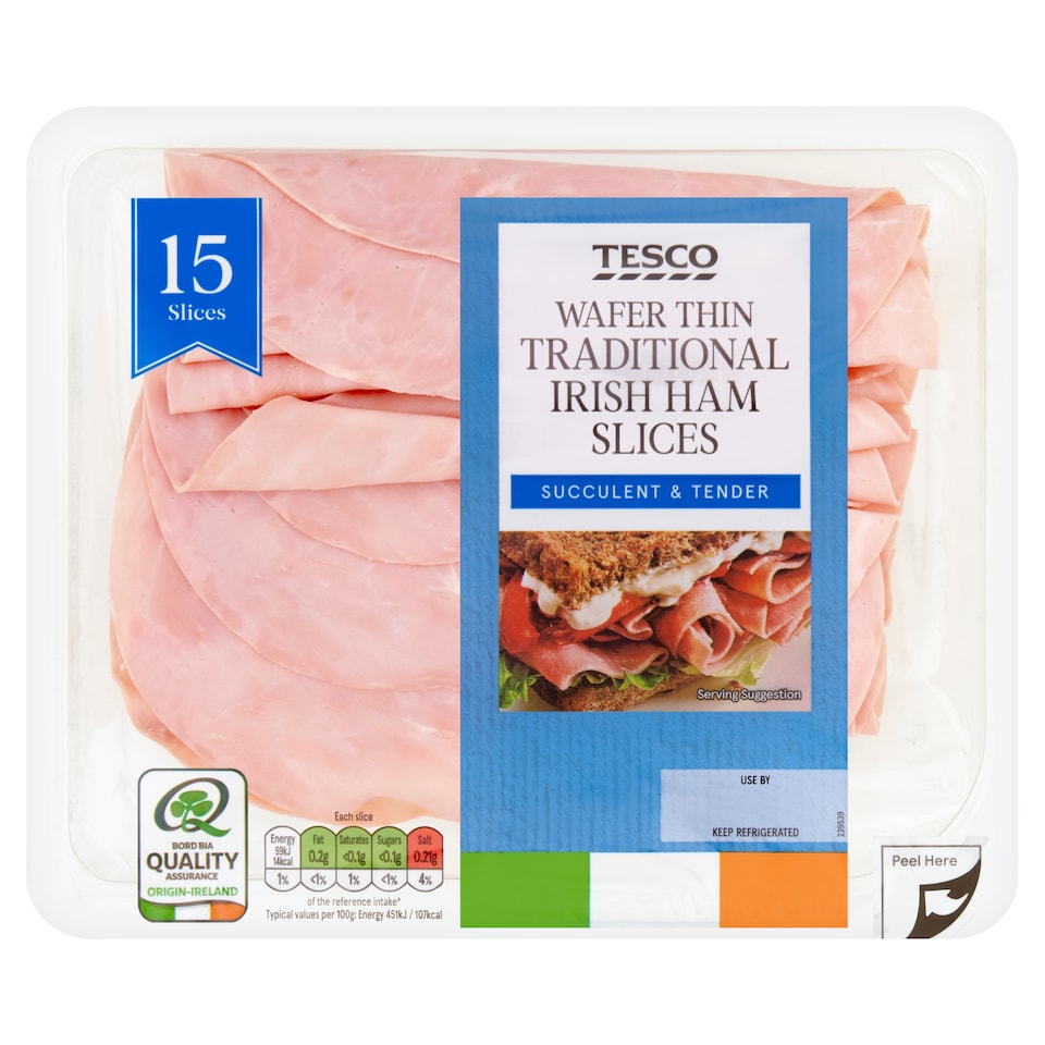 Tesco Wafer Thin Traditional Irish Ham Slices 200G