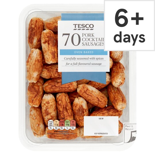 Tesco 70 Pork Cocktail Sausages 595G Tesco Groceries