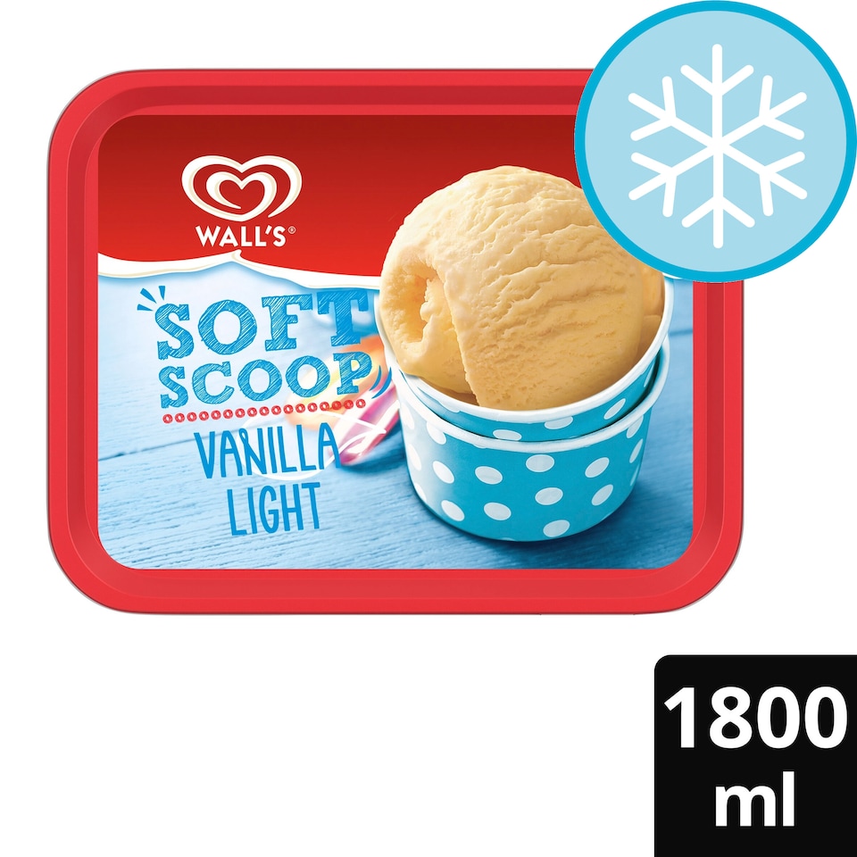 image 1 of Walls Soft Scoop Vanilla Light Ice Cream Tub 1800ml
