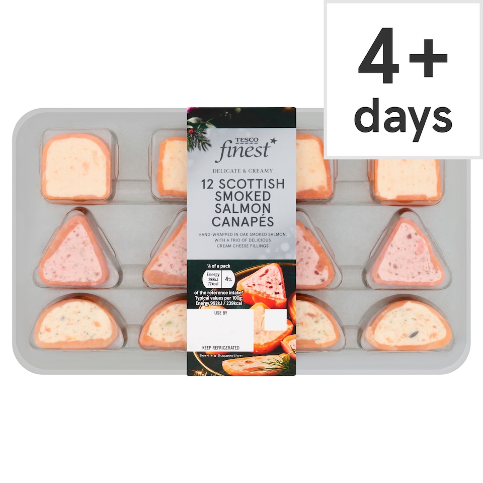 Tesco Finest 12 Scottish Smoked Salmon Canapes 120g 