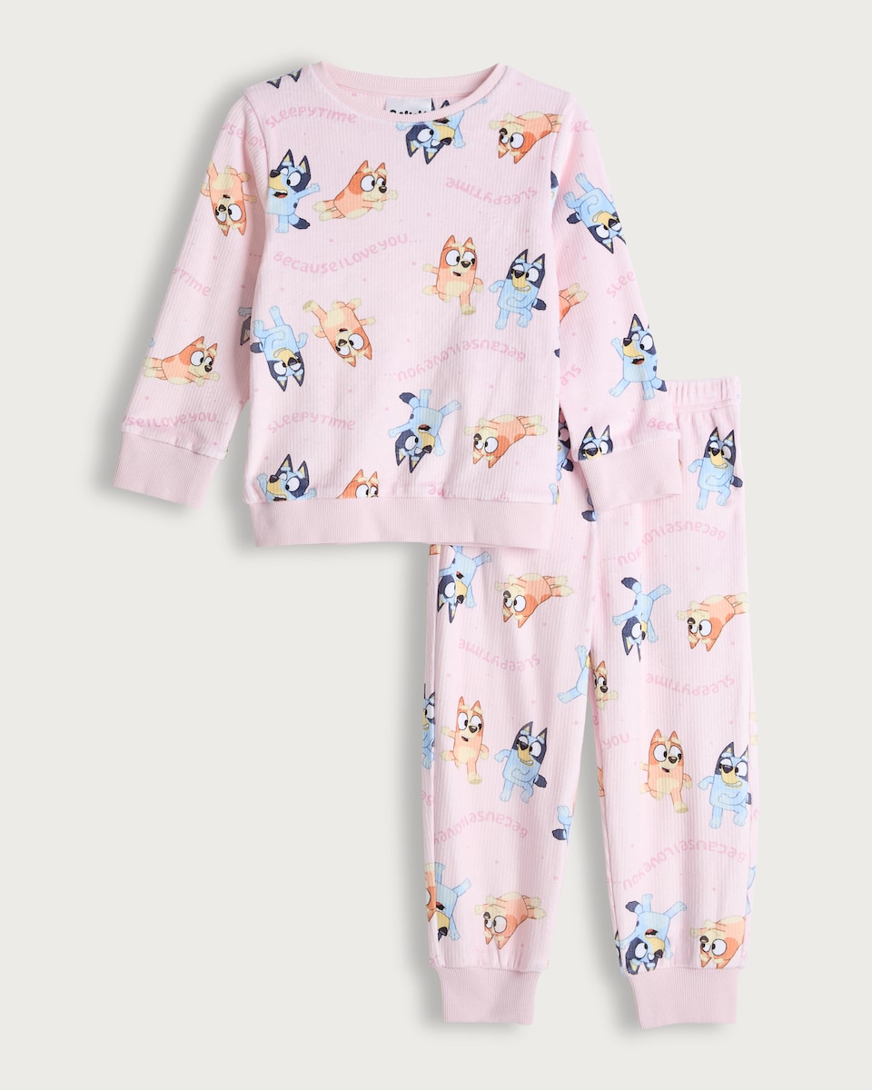 image 1 of Bluey Ribbed Pyjamas in Multi