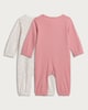 image 2 of F&F Baby Cotton Rich 2-Pack Zip Up Rompers in Pink