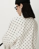 image 2 of F&F Pure Cotton Polka Dot Funnel Neck Track Jacket in Cream