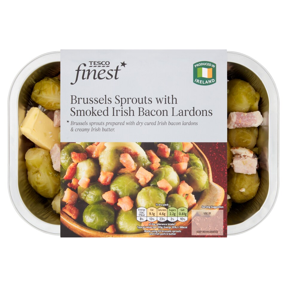 Tesco Finest Brussel Sprouts With Smoked Bacon 400G