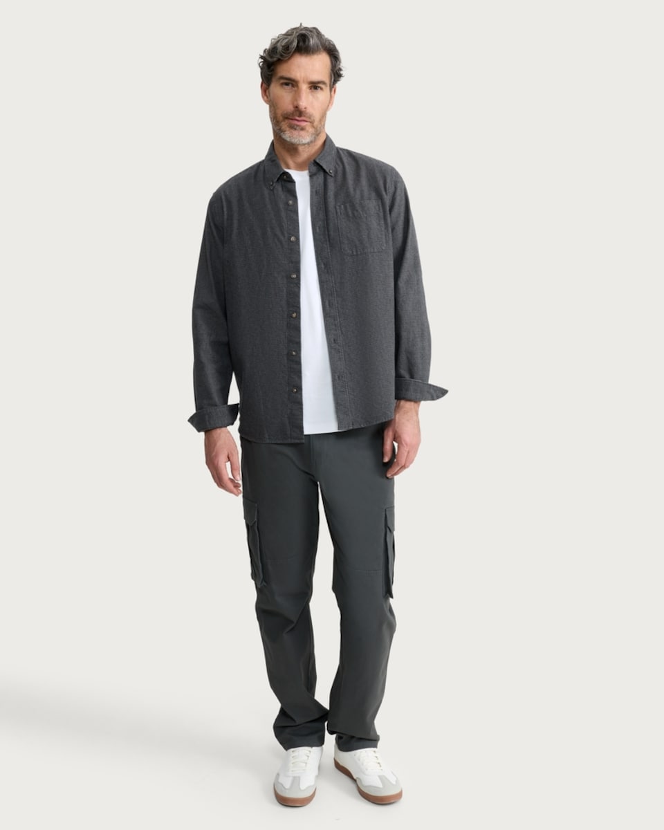 image 1 of F&F Cotton Rich Straight Leg Cargo Trousers in Khaki