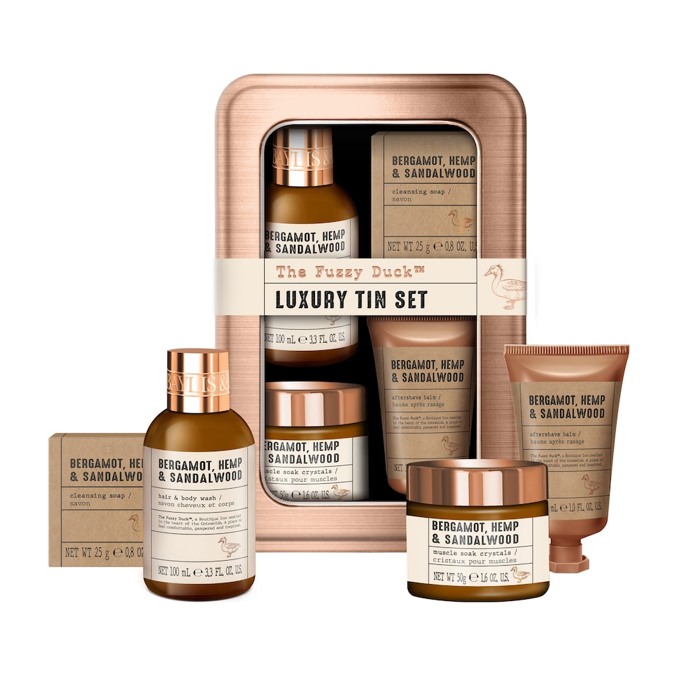image 1 of Baylis & Harding The Fuzzy Duck Bergamot Hemp & Sandalwood Men's Luxury Tin Set