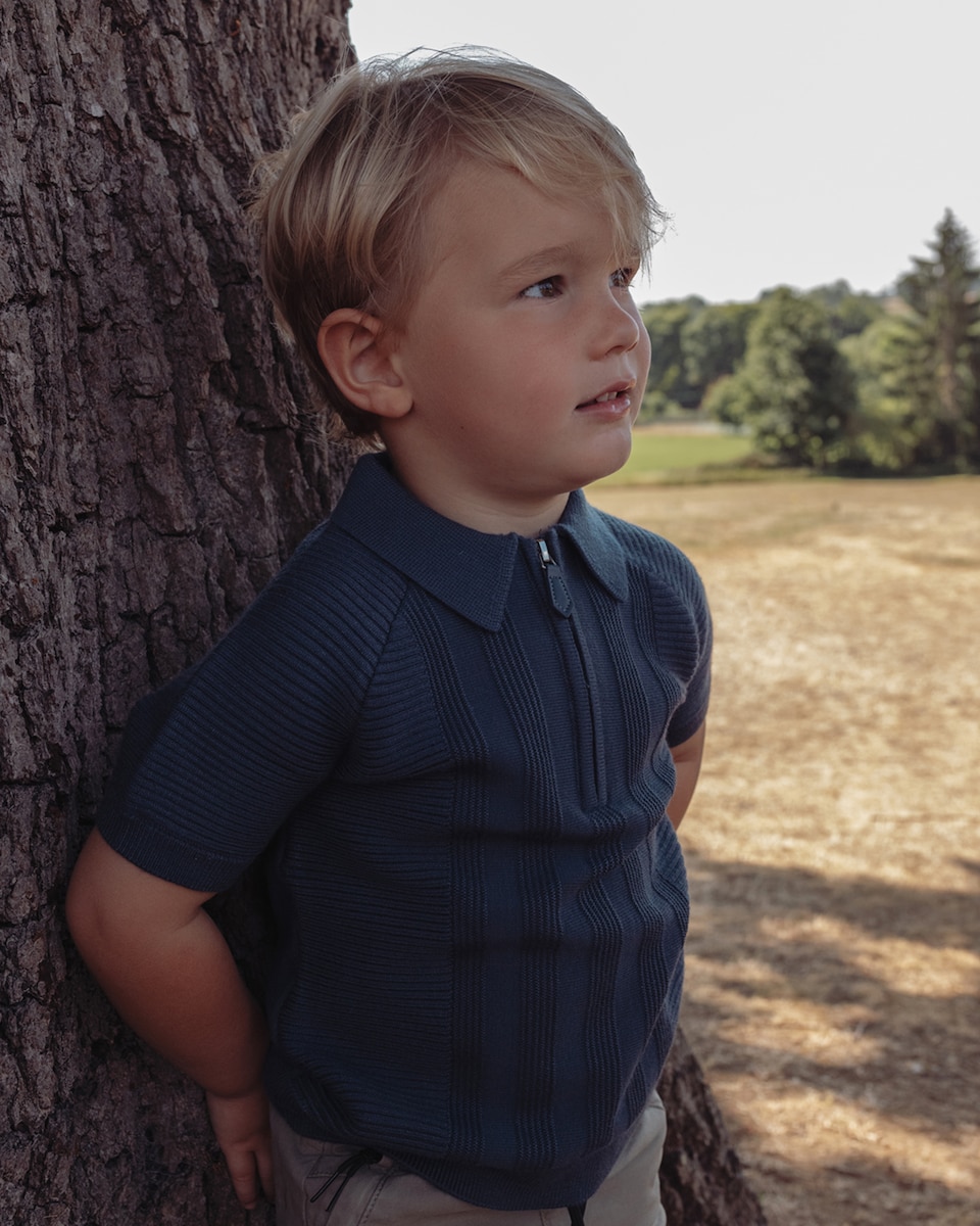 image 1 of F&F x Samantha Faiers Knitted Polo Shirt in Navy