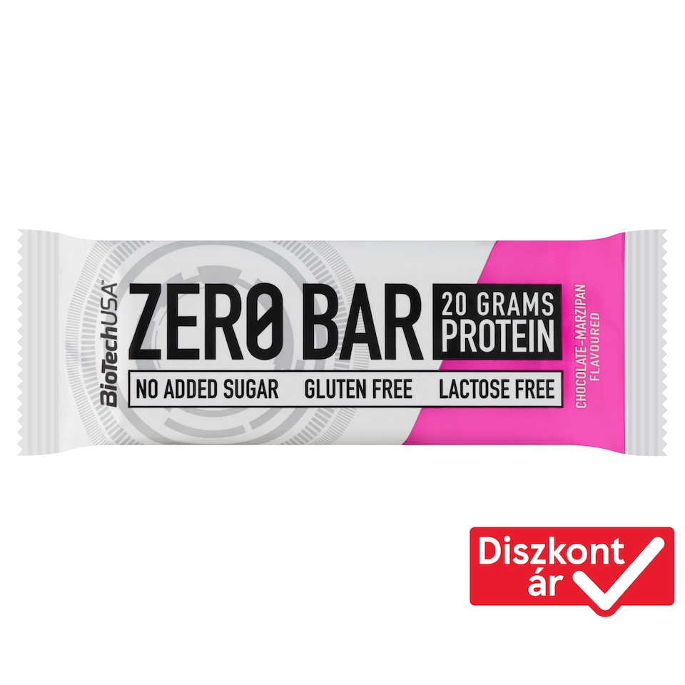 BioTechUSA Zero Bar csokoládé-marcipán ízű fehérjeszelet édesítőszerekkel 50 g  1. kép