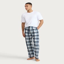 F&F Fleece Check Print Drawstring Pyjama Bottoms in Multi