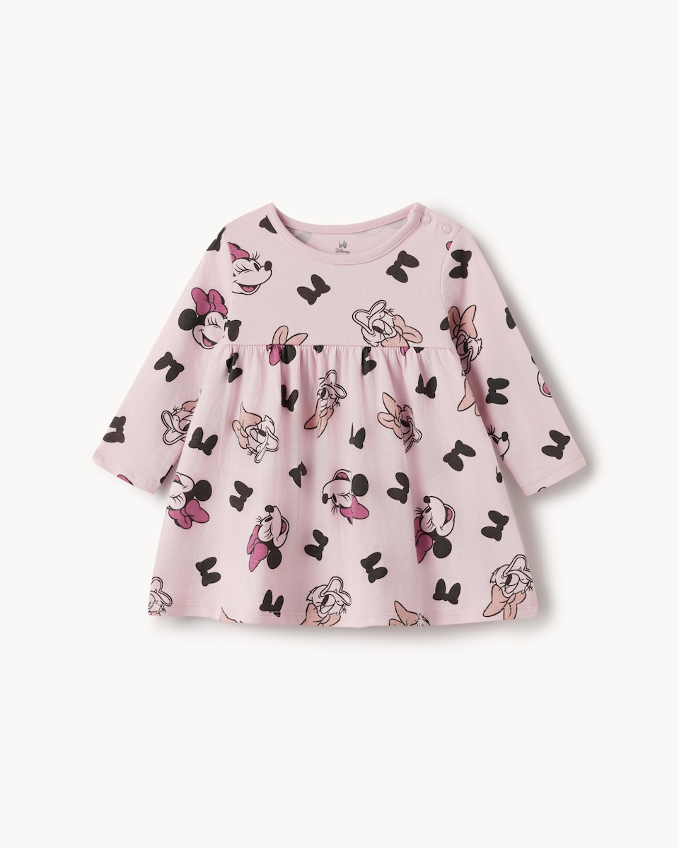 image 1 of Disney Minnie Mpuse Pure Cotton Printed Dress in Lilac