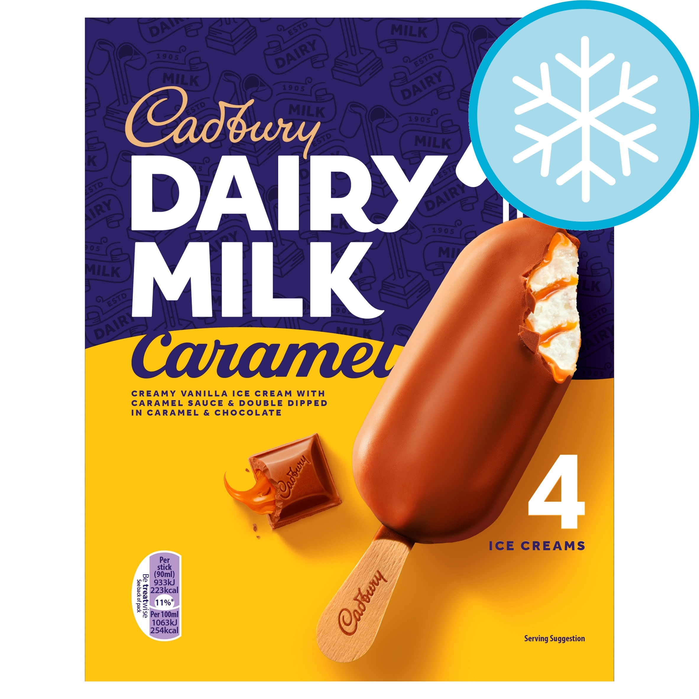 Cadbury Dairy Milk Caramel Ice Creams 4 x 90ml