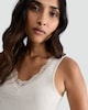 image 1 of F&F Soft Touch Ribbed Lace Trim Thermal Cami Top in Neutral