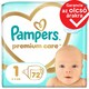 Pampers Premium Care, Méret: 1, 72 Pelenka, 2kg-5kg  1. kép