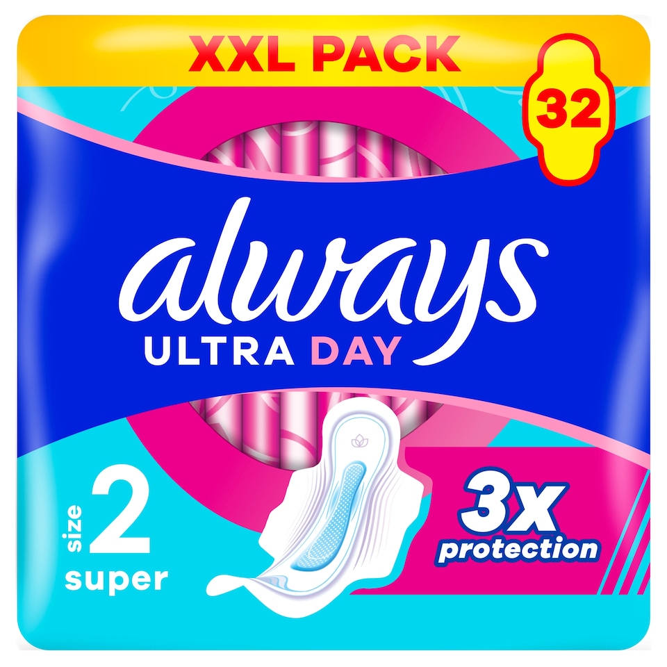 Always Ultra Day Sanitary Towels Super (Size 2) Wings x 32 Pads