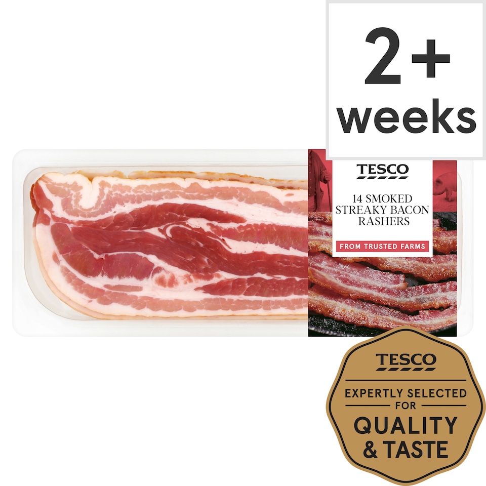 Tesco Smoked Streaky Bacon Rashers 14 Pack 300g
