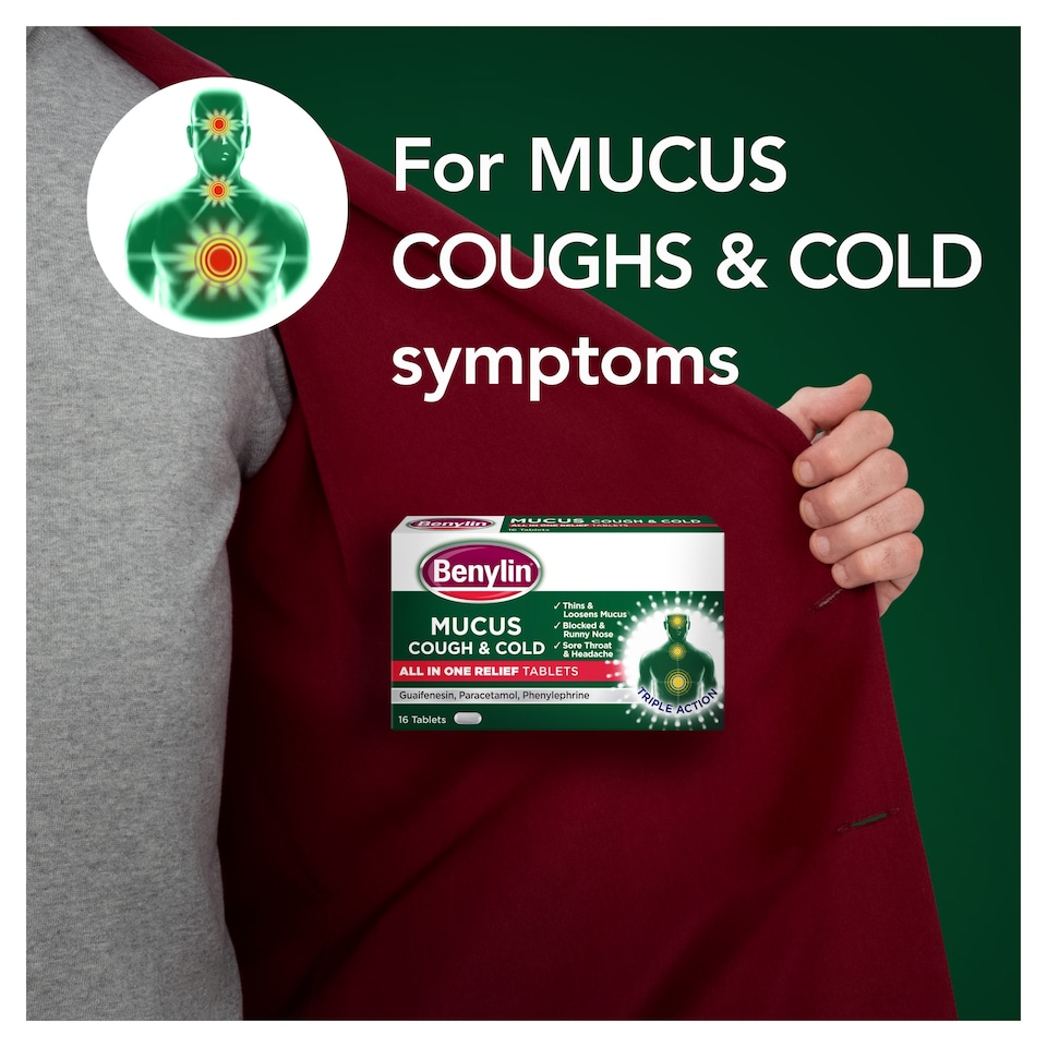 image 1 of Benylin Mucus Cough & Cold All In One Relief Tablets - 16s