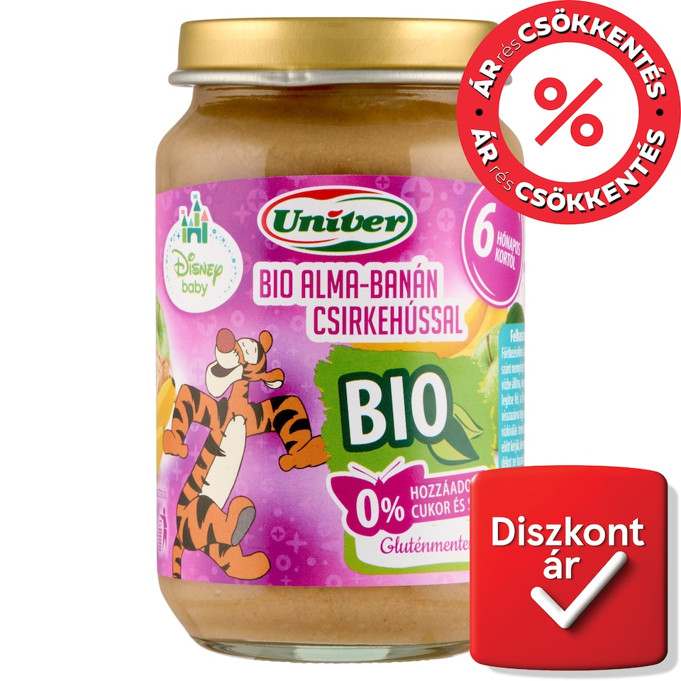 Univer Disney Baby bio alma-banán csirkehússal bébiétel 6 hónapos kortól 163 g  1. kép