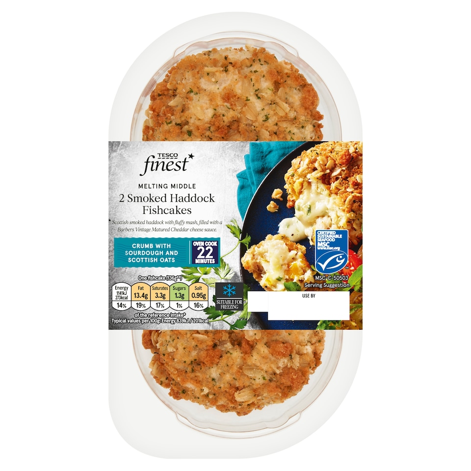 Tesco Finest 2 Smoked Haddock Fishcakes 290G