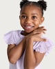 image 1 of F&F Girls 2-Pack Pure Cotton Pleated Short Sleeved Tops in Lilac