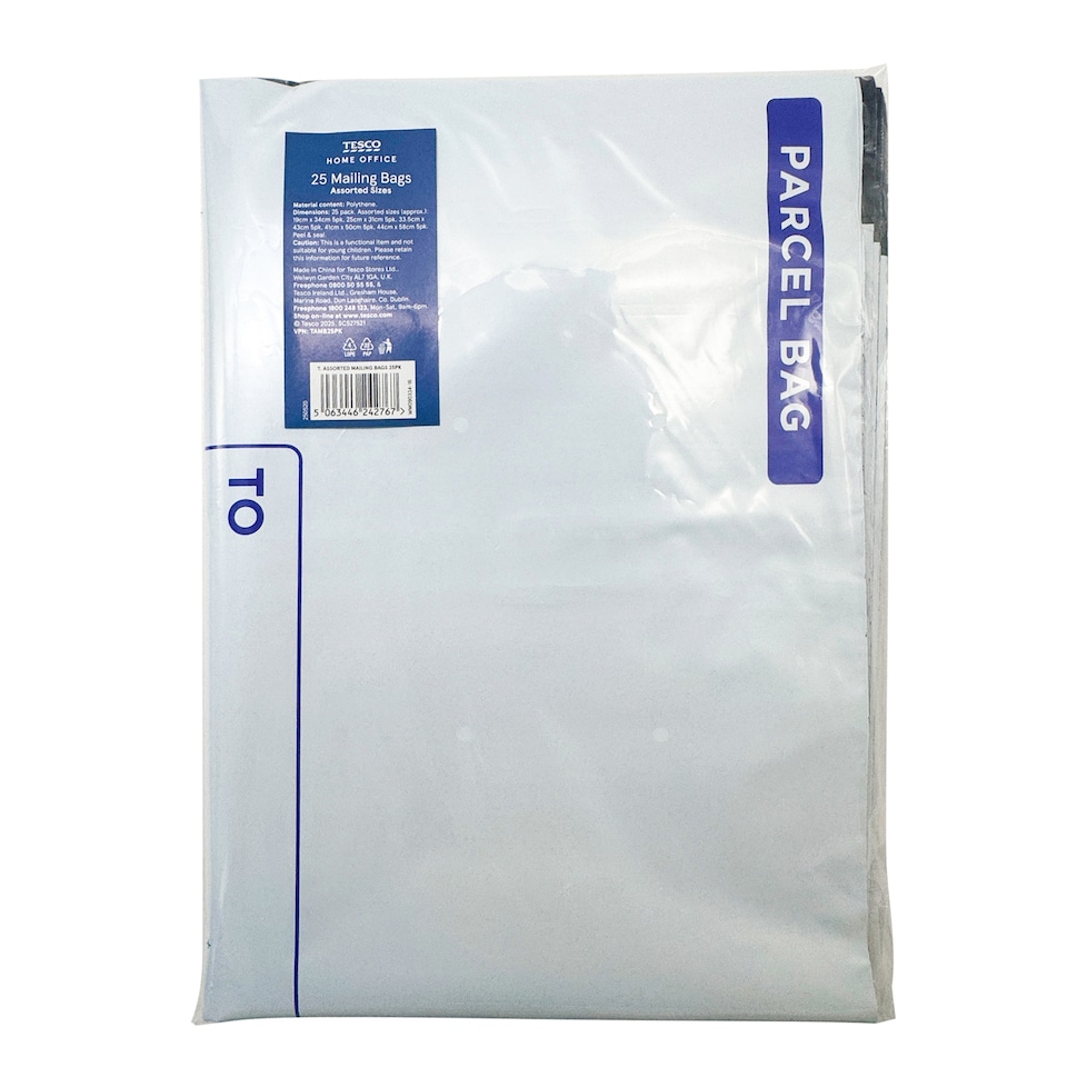 TESCO ASSORTED MAILING BAGS 25PK
