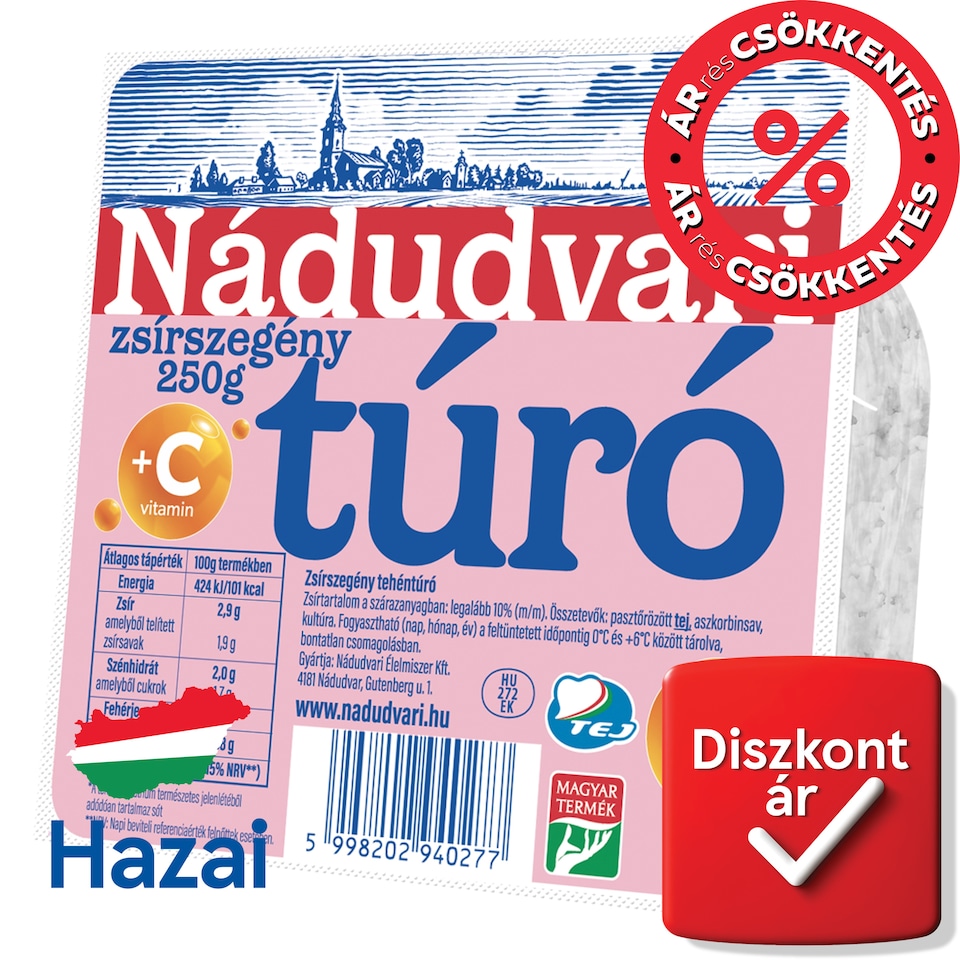 Nádudvari zsírszegény túró 250 g