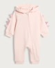 image 1 of F&F Baby Cotton Rich Dinosaur Spike Hooded Onesie in Pink