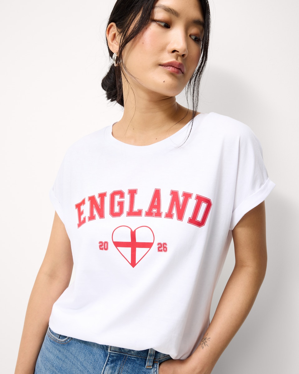 image 1 of F&F Pure Cotton England T-Shirt in White